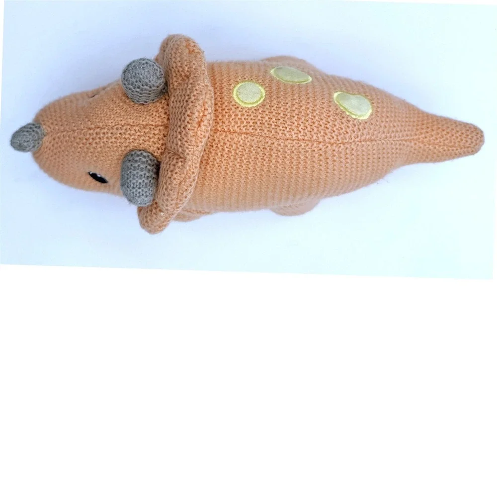Walmart Spark-Create-Imagine Knitted Triceratops Dinosaur Plush RATTLE Peach 13